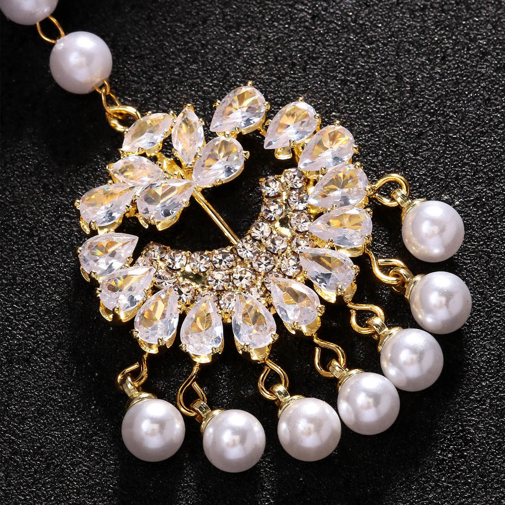 Pearl Forehead Diamond Headdress Ethnic Exotic Style Rhinestone Hair Chain - FASHIONKULTUR