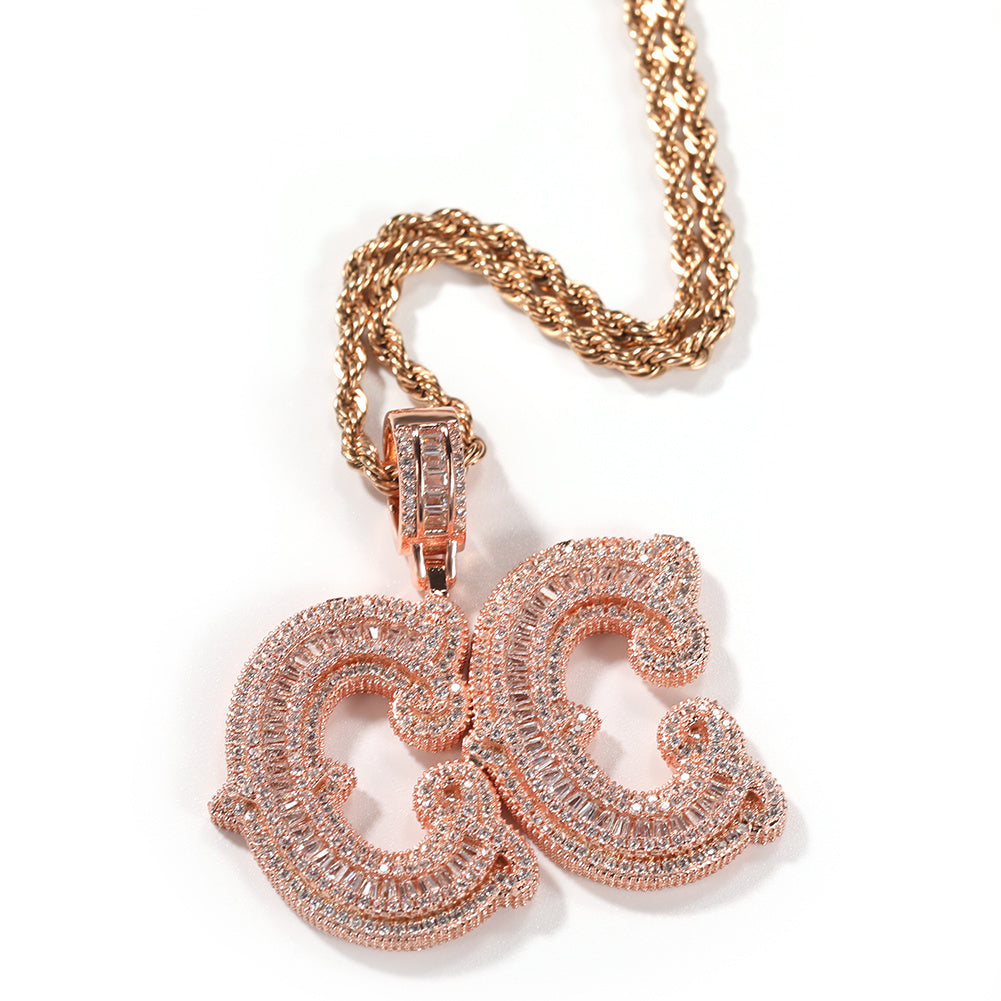 Alphabet Necklace Hip Hop Full Of Diamonds With Spiked Rock Candy Letters - FASHIONKULTUR