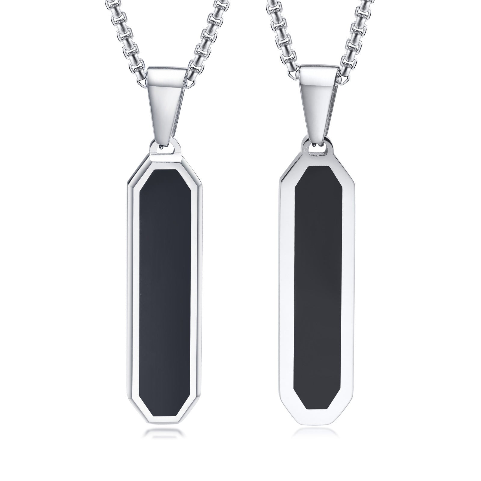 Simple Personality Geometric Necklace Stainless Steel Rhombus Beveled Long Bar Pendant - FASHIONKULTUR