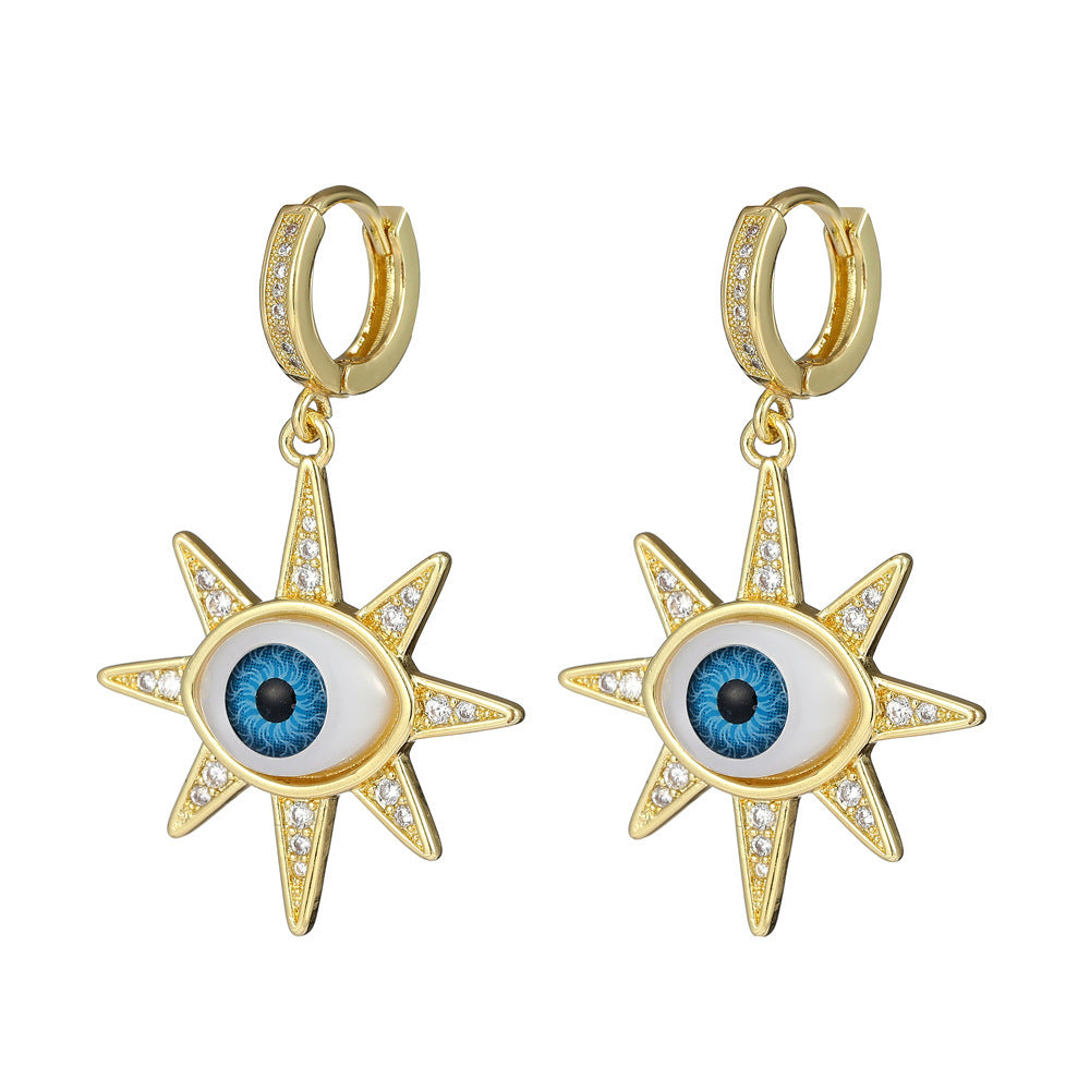 Personalized Blue Eye Color Preserving Bronze Micro Set Earrings - FASHIONKULTUR