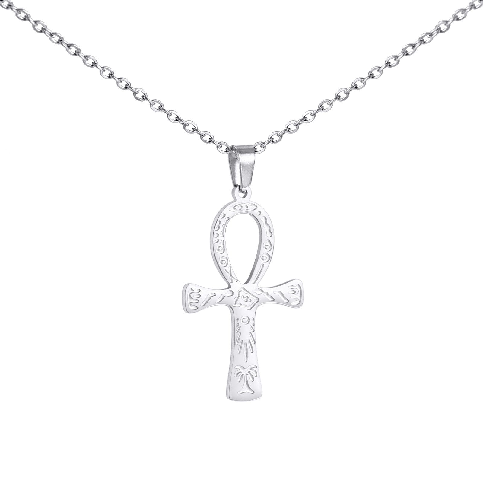 Fashion Simple Trend One-piece Delivery Personalized Corrosion Rune Cross Pendant Stainless Steel Necklace - FASHIONKULTUR
