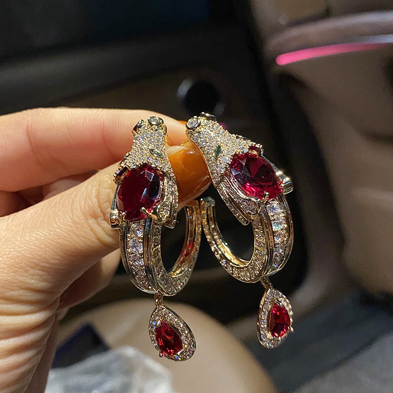 Fashion Dragon Ruby Fashion Earrings - FASHIONKULTUR