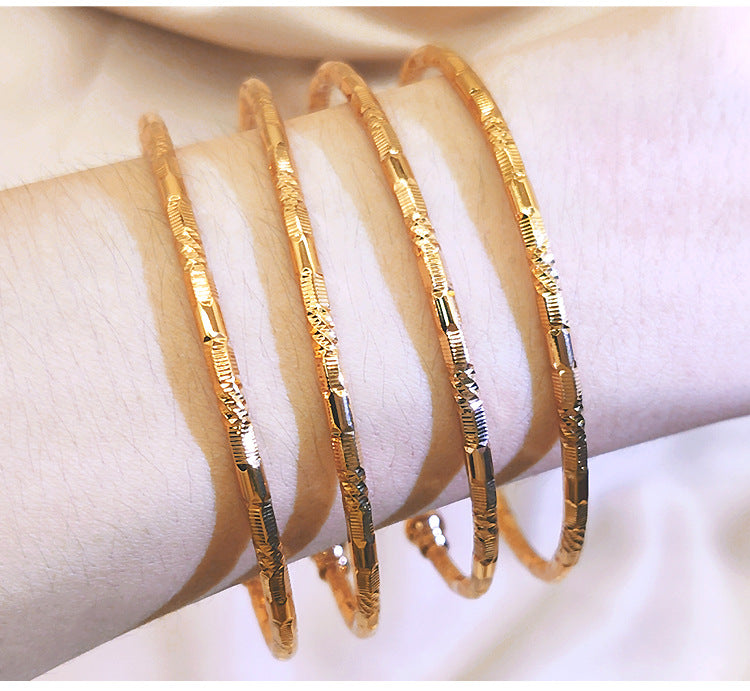 Bridal 24k Gold Plated Bracelet Ornament Women's Wedding Bell Leaf Pendant Bangle Jewellery - FASHIONKULTUR