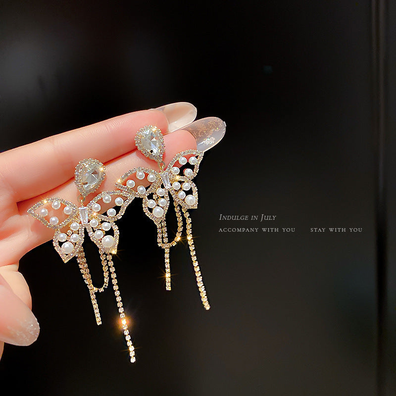Sterling Silver Needle Light Luxury Pearl Earrings Graceful Personality - FASHIONKULTUR