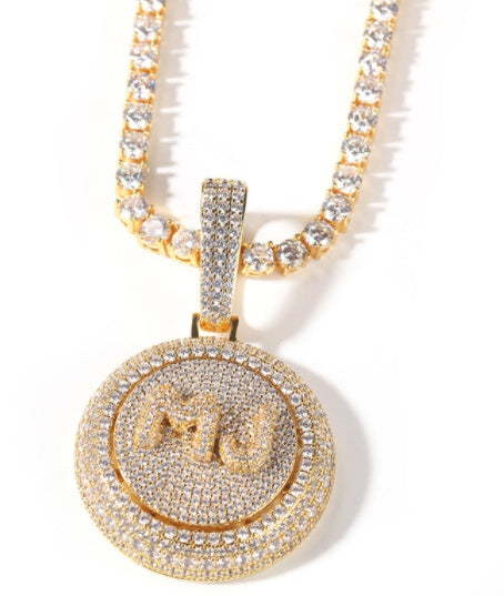 Personalized Hip Hop Custom Rotating Pendant 26 Letter Name Micro Inlaid Zircon - FASHIONKULTUR