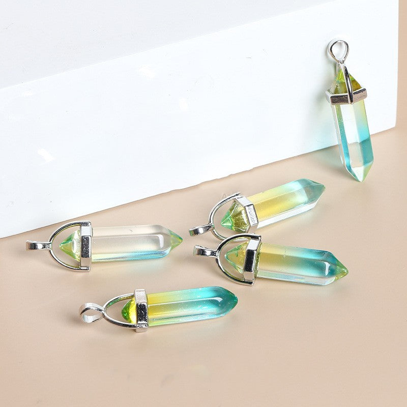 Multicolor Glass Hexagonal Column Pendant - FASHIONKULTUR