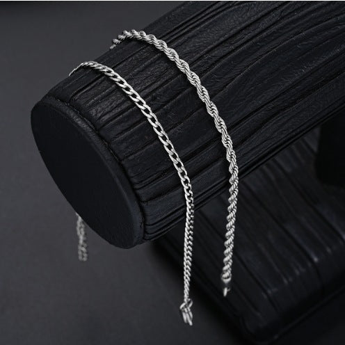 Stainless Steel Twist Chain Bracelet 2-piece Set Fashion - FASHIONKULTUR