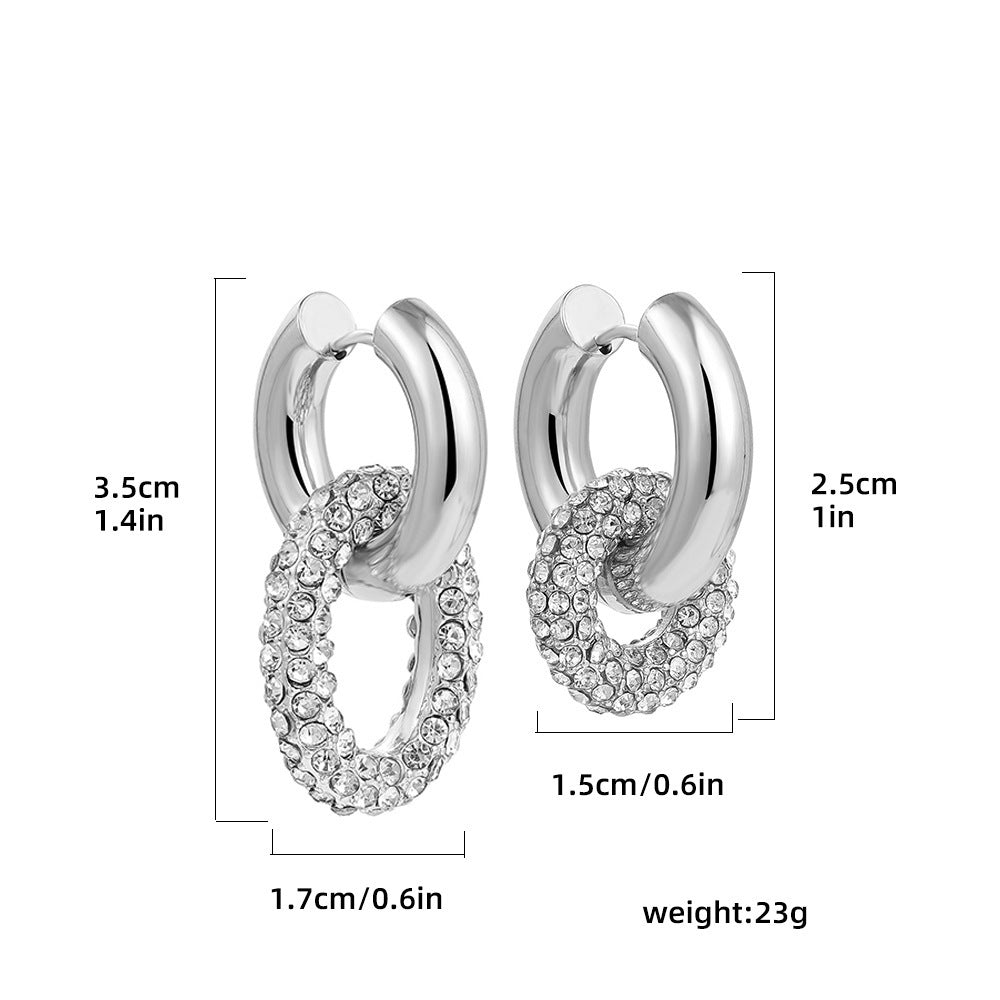 Stainless Steel 18K Gold Plating Twist-knot Earrings With Diamonds - FASHIONKULTUR
