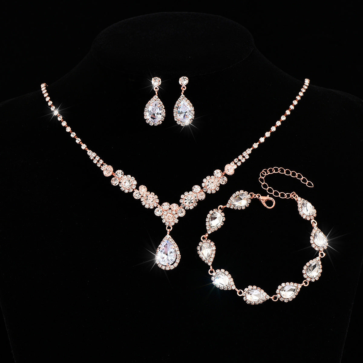 Fashionable Golden Rose Gold Three-piece Set - FASHIONKULTUR