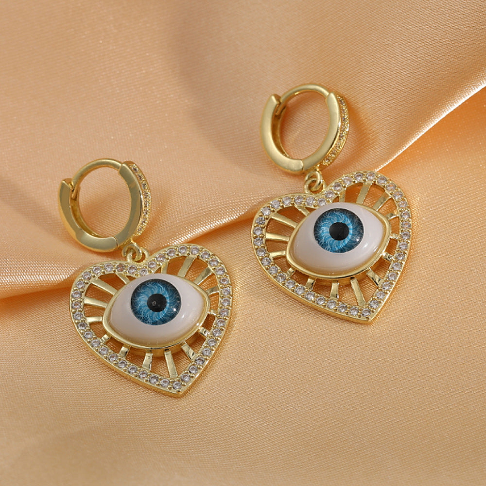 Personalized Blue Eye Color Preserving Bronze Micro Set Earrings - FASHIONKULTUR