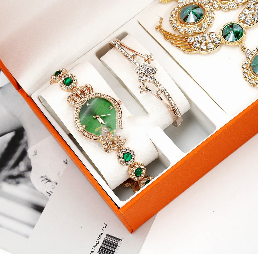 Women's Diamond Crown Watch Bracelet Jewelry Wings Necklace - FASHIONKULTUR