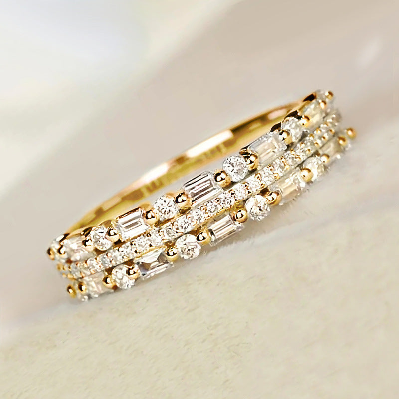 Multilayer Ring Three-layer Fine Circle Line Setting - FASHIONKULTUR