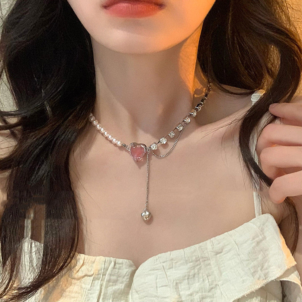 Love Pearl And Diamond Tassel Patchwork Necklace For Women - FASHIONKULTUR