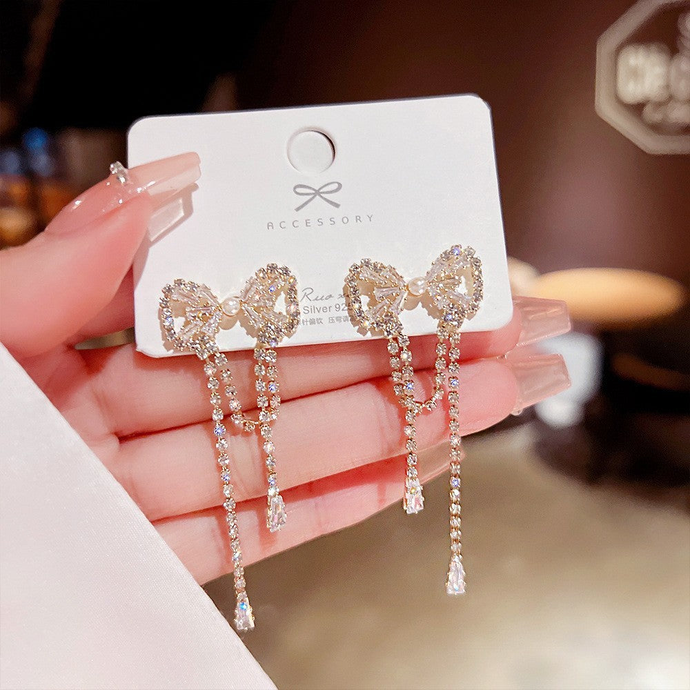 Sterling Silver Needle Light Luxury Pearl Earrings Graceful Personality - FASHIONKULTUR