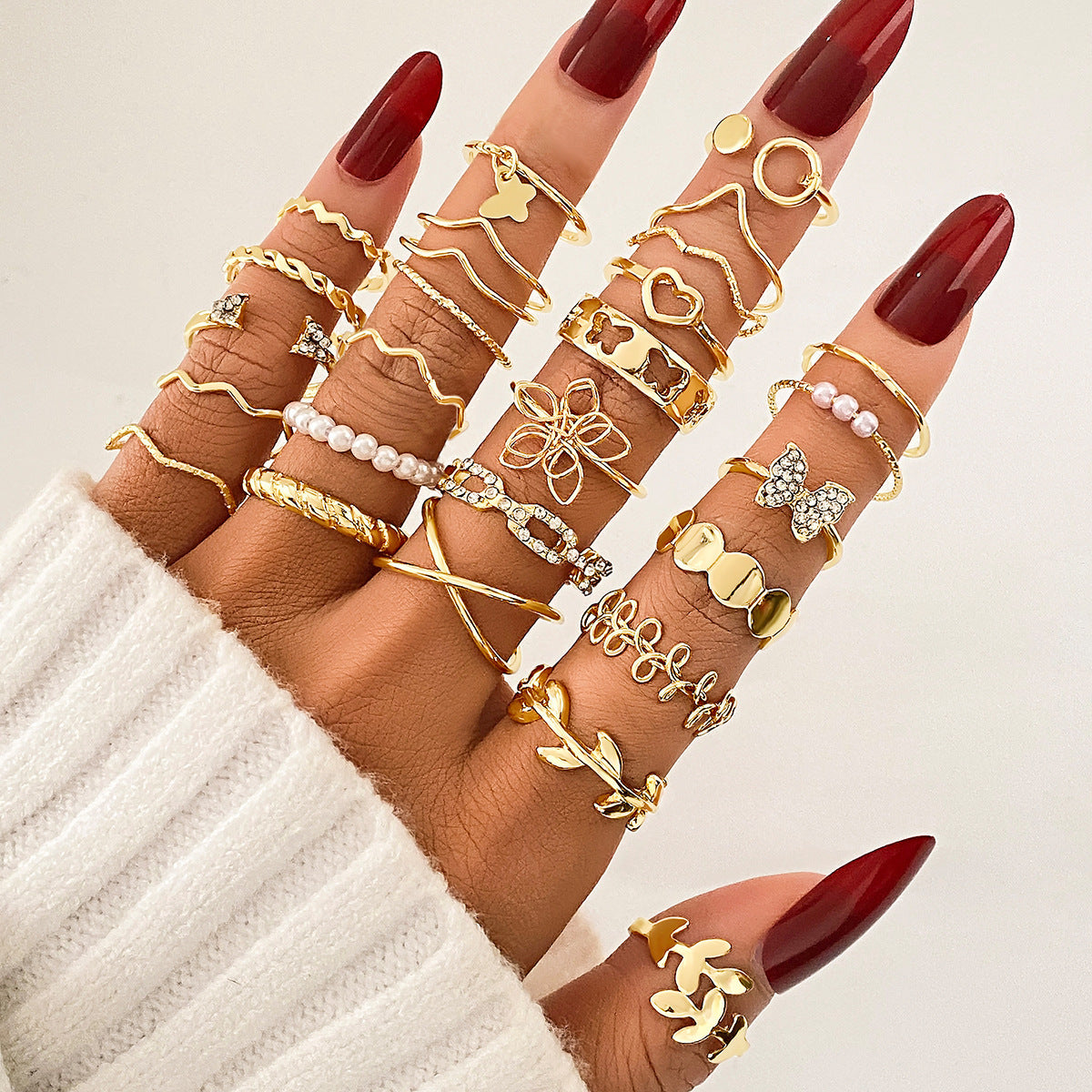 Ring Female Niche Senior Knuckle Ring 23 Pieces Suit - FASHIONKULTUR
