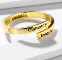 925 Sterling Silver Couple DIY Ring Name Letter Pattern Ornaments - FASHIONKULTUR