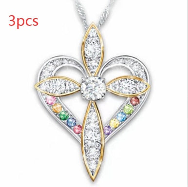 Fashion Love Heart Shaped Cross Pendant - FASHIONKULTUR