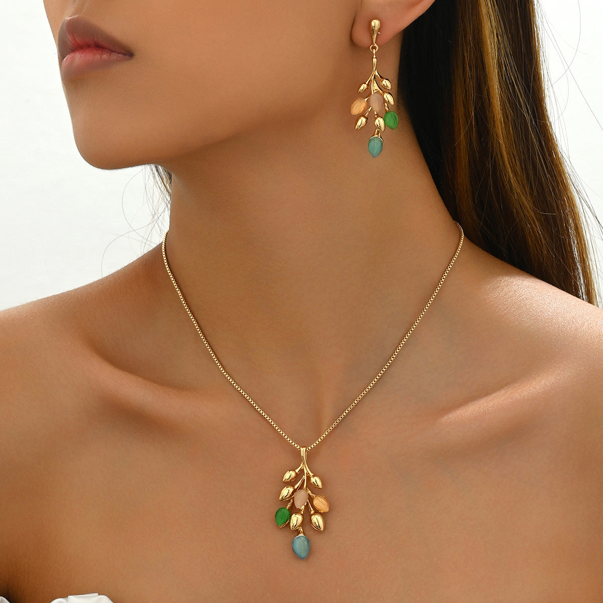 Women's Earrings Necklace Jewelry Suit Wheat - FASHIONKULTUR