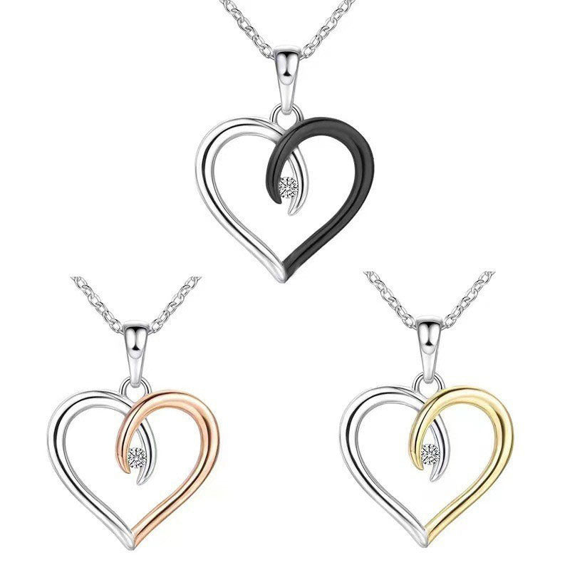 Silver Peach Heart Pendant Necklace Fashion Women - FASHIONKULTUR