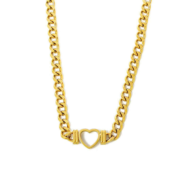 Stainless Steel Heart-shaped Necklace Bracelet Gift Set - FASHIONKULTUR