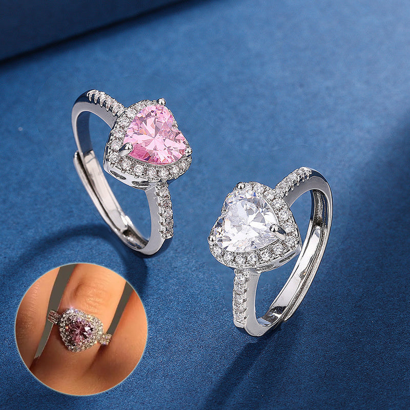 Fashion Jewelry Micro-encrusted Zircon Diamond Love Peach Heart Ring Female Luxury High-end Marriage Niche Temperament Hand Jewelry - FASHIONKULTUR