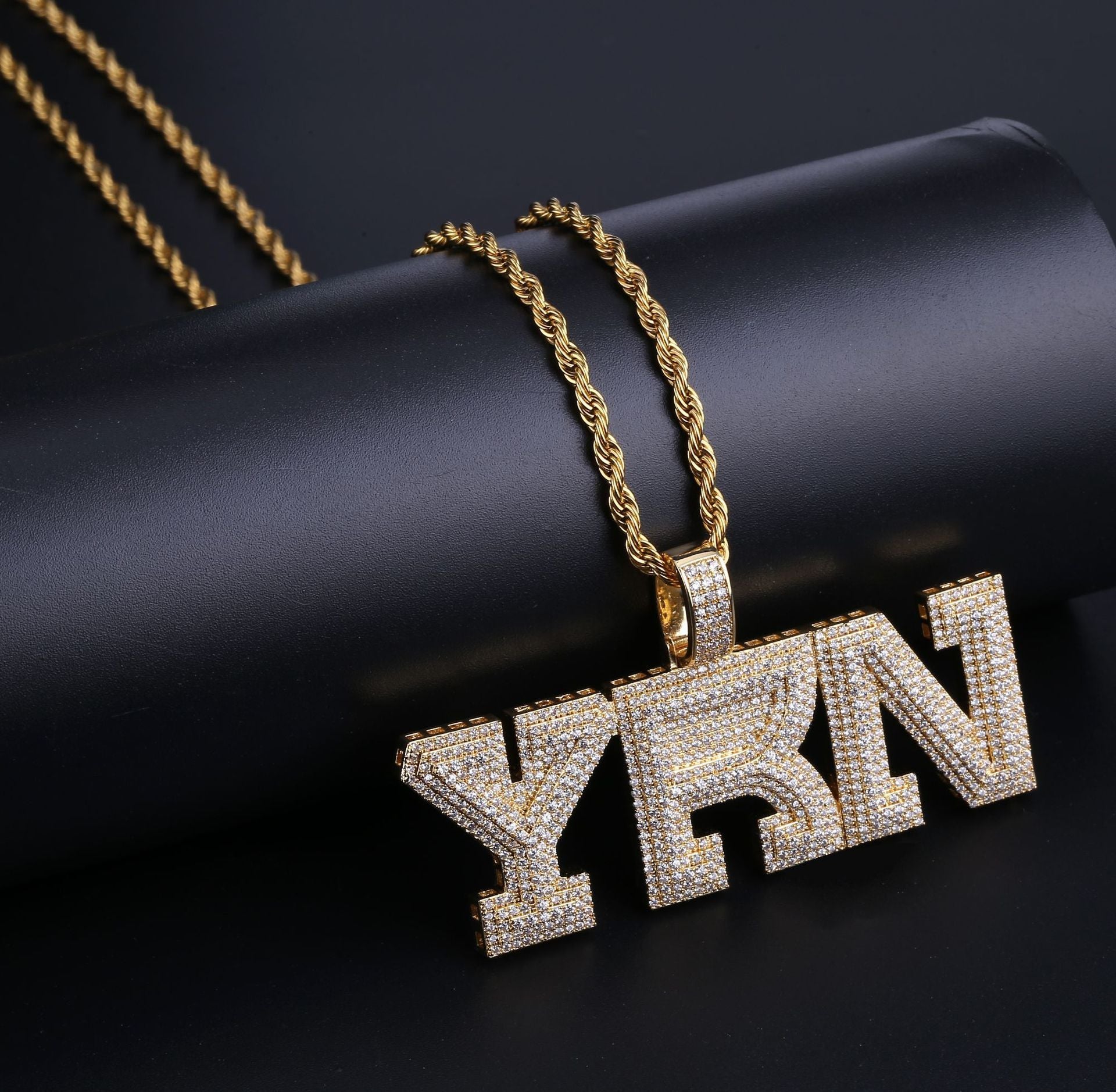 YRN Letter Men Fashion Brands Pendant Zircon Necklace Ornament - FASHIONKULTUR
