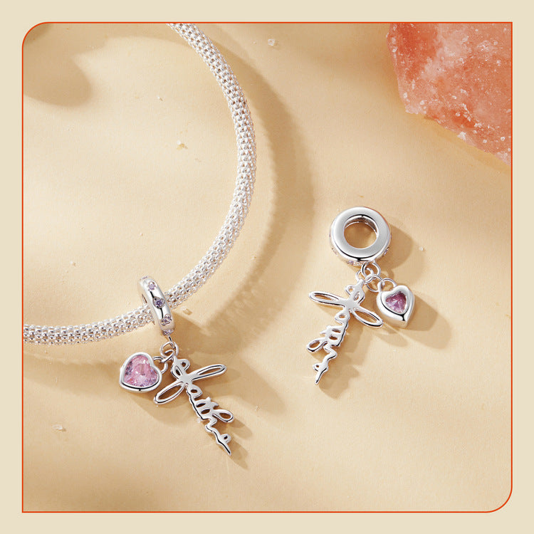 Retro Style Faith Pendant S925 Sterling Silver White Gold Plated Beaded Loose Beads - FASHIONKULTUR
