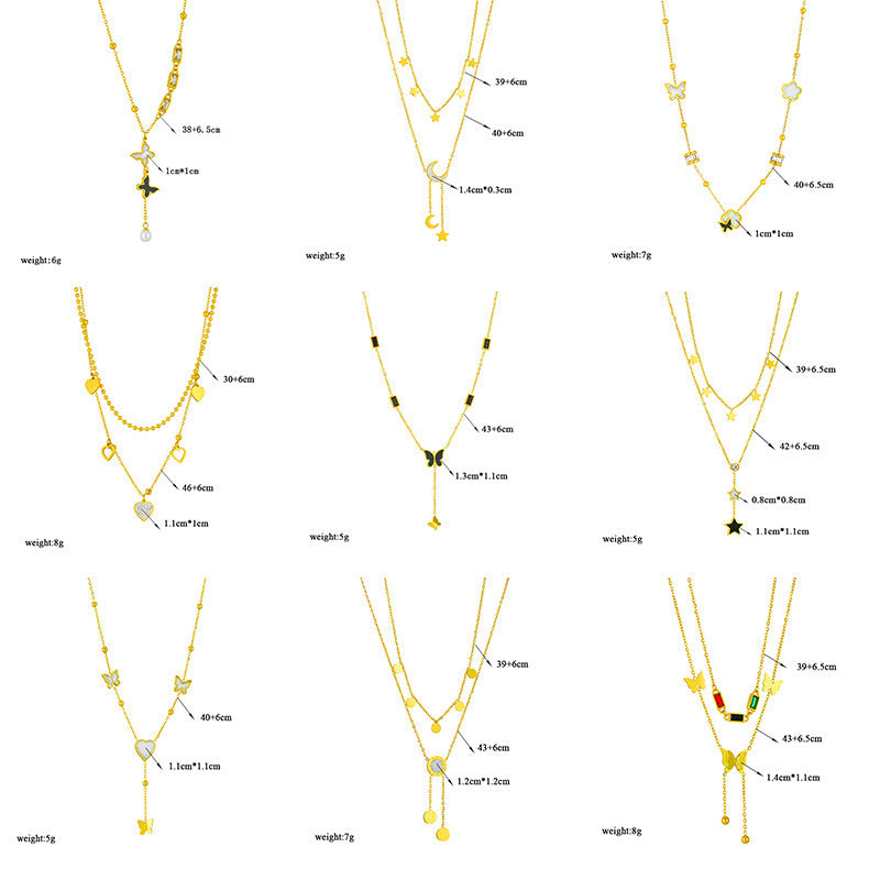 Fashion Special-interest New Pendant Titanium Steel Multi-layer Twin High-grade Women's Necklace - FASHIONKULTUR
