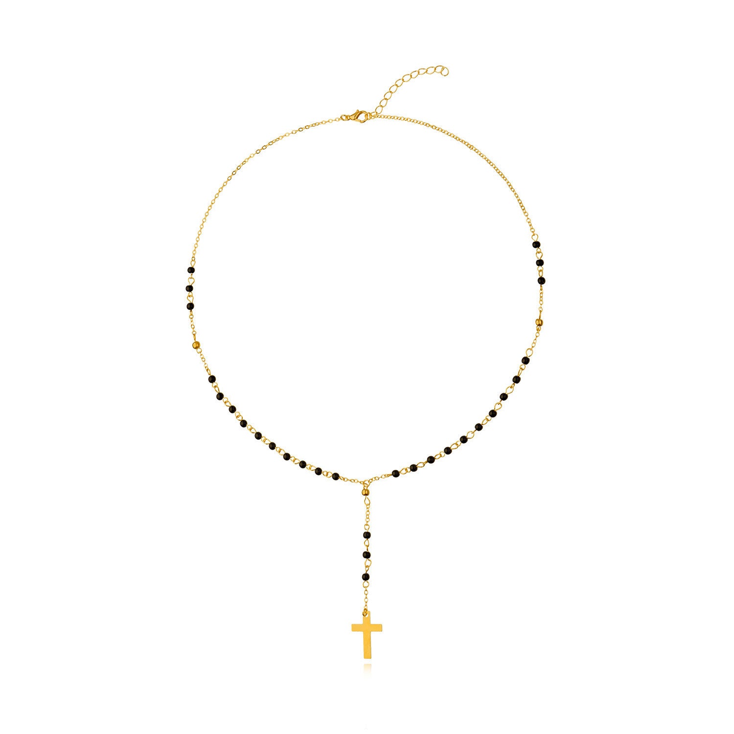 European And American Y-shaped Handmade Beaded Crystal Cross Tassel Long Necklace - FASHIONKULTUR