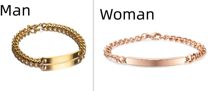 Titanium Steel Curved Plate Rose Gold Plated Men's And Women's Bracelet Bracelet - FASHIONKULTUR