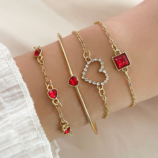 Light Luxury Square Gem Bracelet Female Fully Jeweled Loving Heart Peach Heart - FASHIONKULTUR