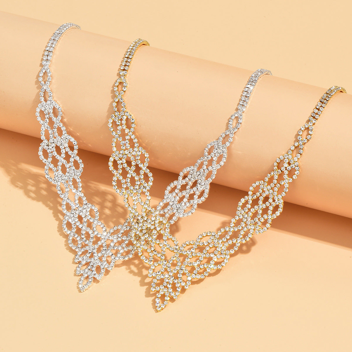 Silver Crystal Stone Gold And Silver Color Necklace Suit - FASHIONKULTUR