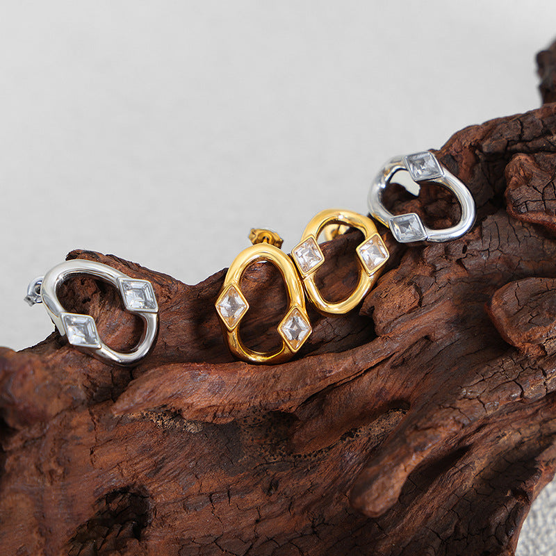 Light Luxury Diamond Zircon Irregular Circles Earrings - FASHIONKULTUR