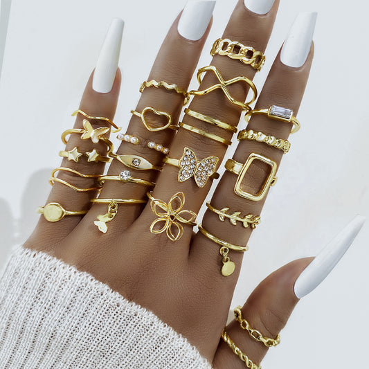 Ring Female Niche Senior Knuckle Ring 23 Pieces Suit - FASHIONKULTUR