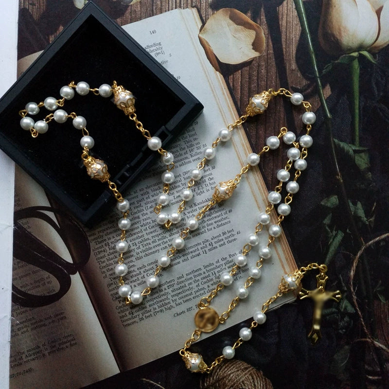Retro Receptacle Micro Glass Bead Handmade Beaded Necklace Fashionable All-match Sweater Chain - FASHIONKULTUR