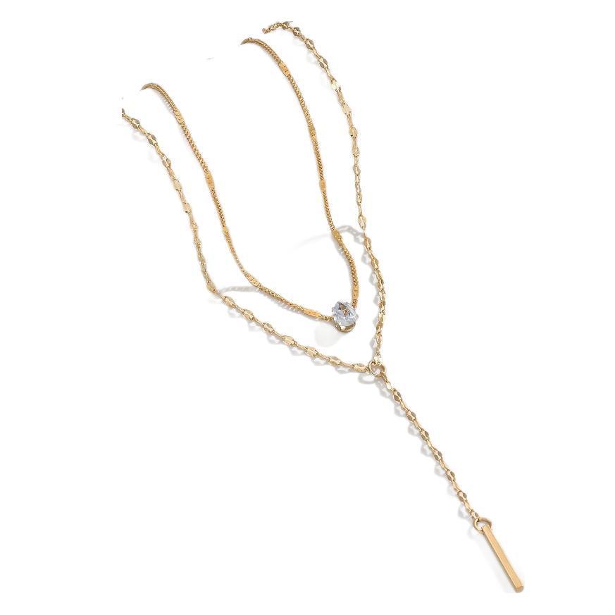 Y-shaped Tassel Rhinestone Necklace Niche Multi-layer - FASHIONKULTUR