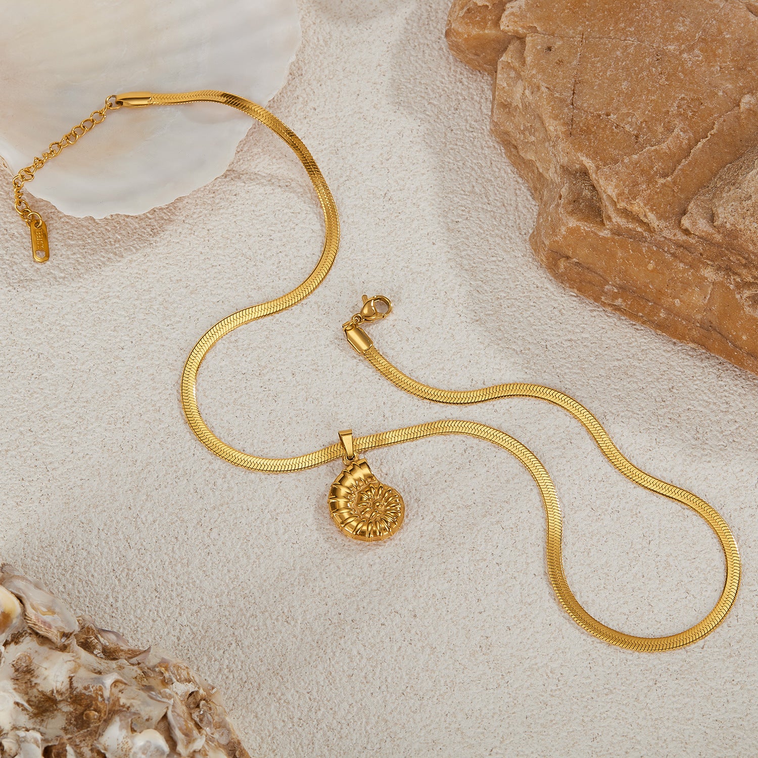 Ocean Series Stainless Steel Conch Shape Hundred Clavicle Chain - FASHIONKULTUR