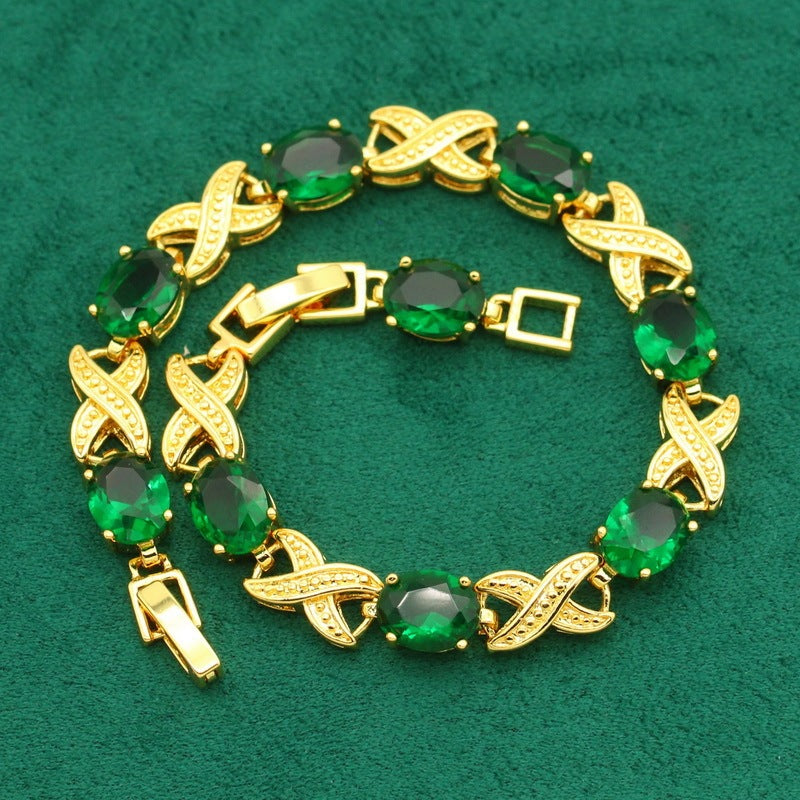 Women's Fashion Simple Full Rhinestone Zircon Jewelry Set - FASHIONKULTUR