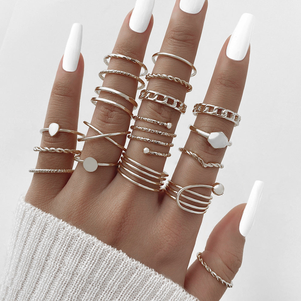 Ring Female Niche Senior Knuckle Ring 23 Pieces Suit - FASHIONKULTUR