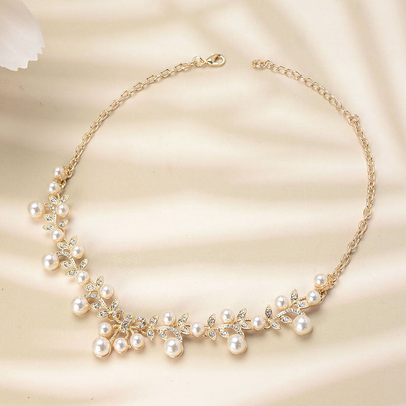 Pearl Bohemian Style Necklace Earrings Jewelry Set - FASHIONKULTUR
