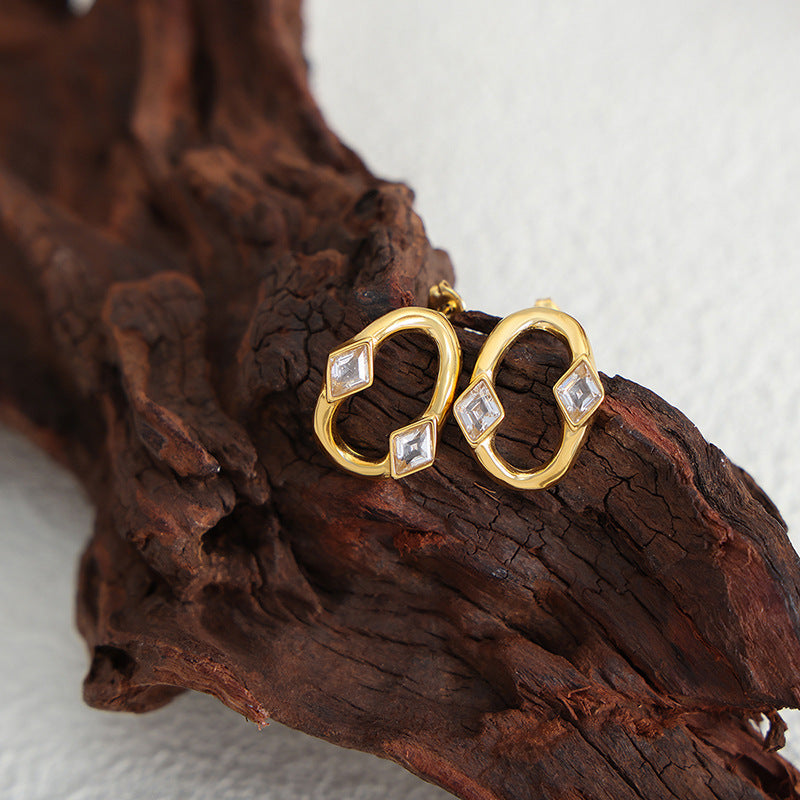 Light Luxury Diamond Zircon Irregular Circles Earrings - FASHIONKULTUR