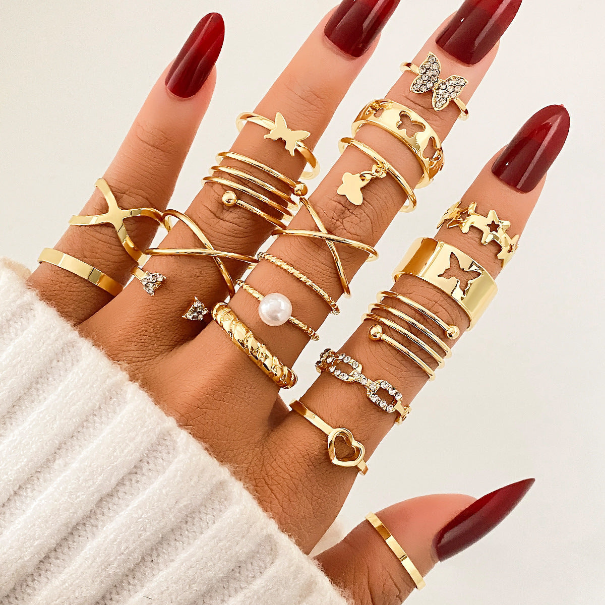 Ring Female Niche Senior Knuckle Ring 23 Pieces Suit - FASHIONKULTUR