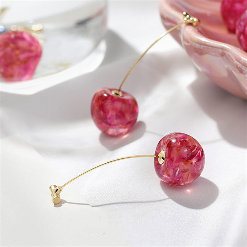 Cherry Long Dried Flower Earrings - FASHIONKULTUR