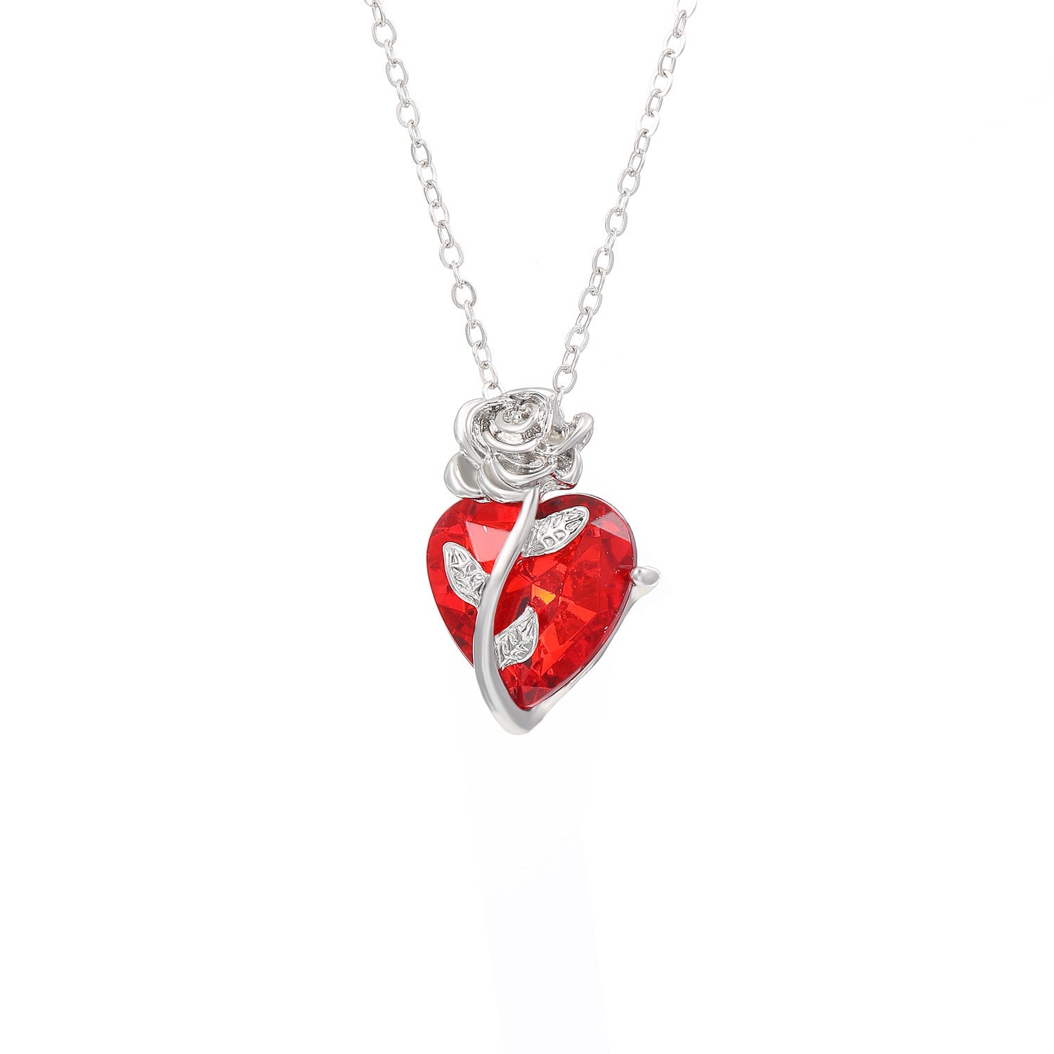 Punk Rose Love Necklace Fashion Personality Heart-shaped Clavicle Chain Pendant Necklace For Valentine's Day - FASHIONKULTUR