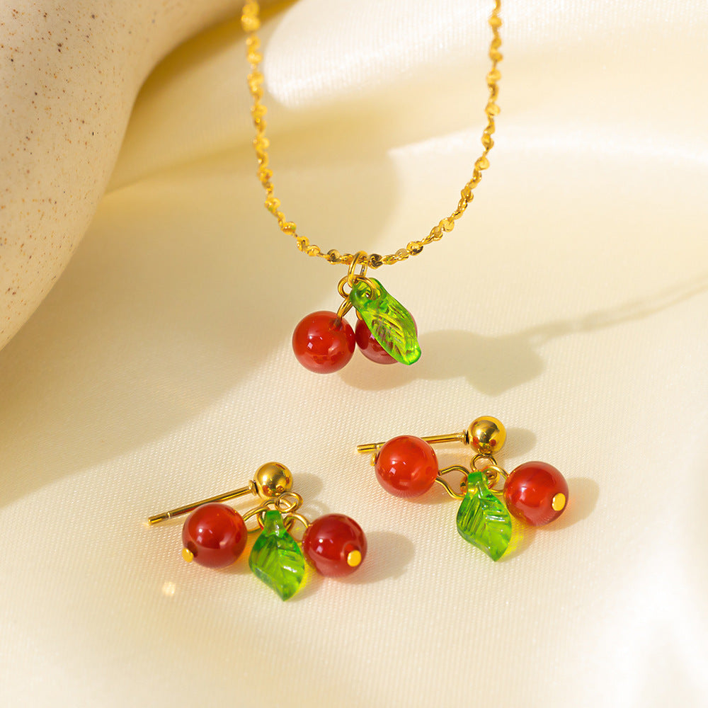 Stainless Steel Necklace Earrings Women's Jewelry Suit - FASHIONKULTUR