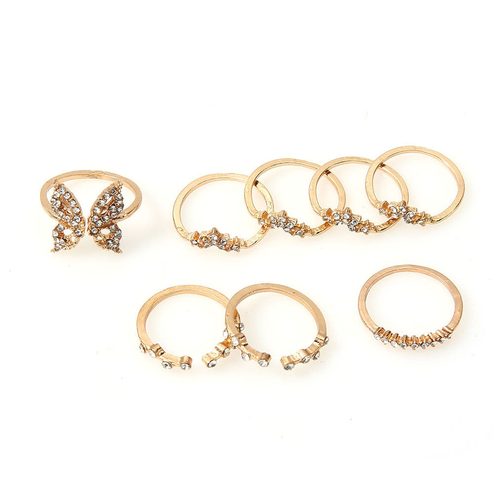 Ring Diamond Butterfly 8-Piece Jewelry - FASHIONKULTUR