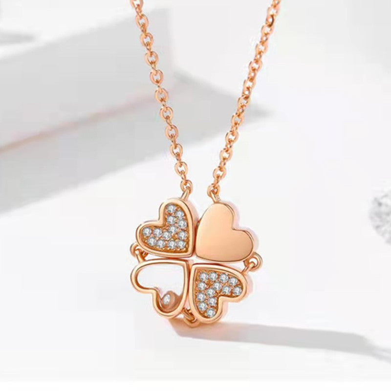 Women's Titanium Steel Folding Clover Necklace - FASHIONKULTUR