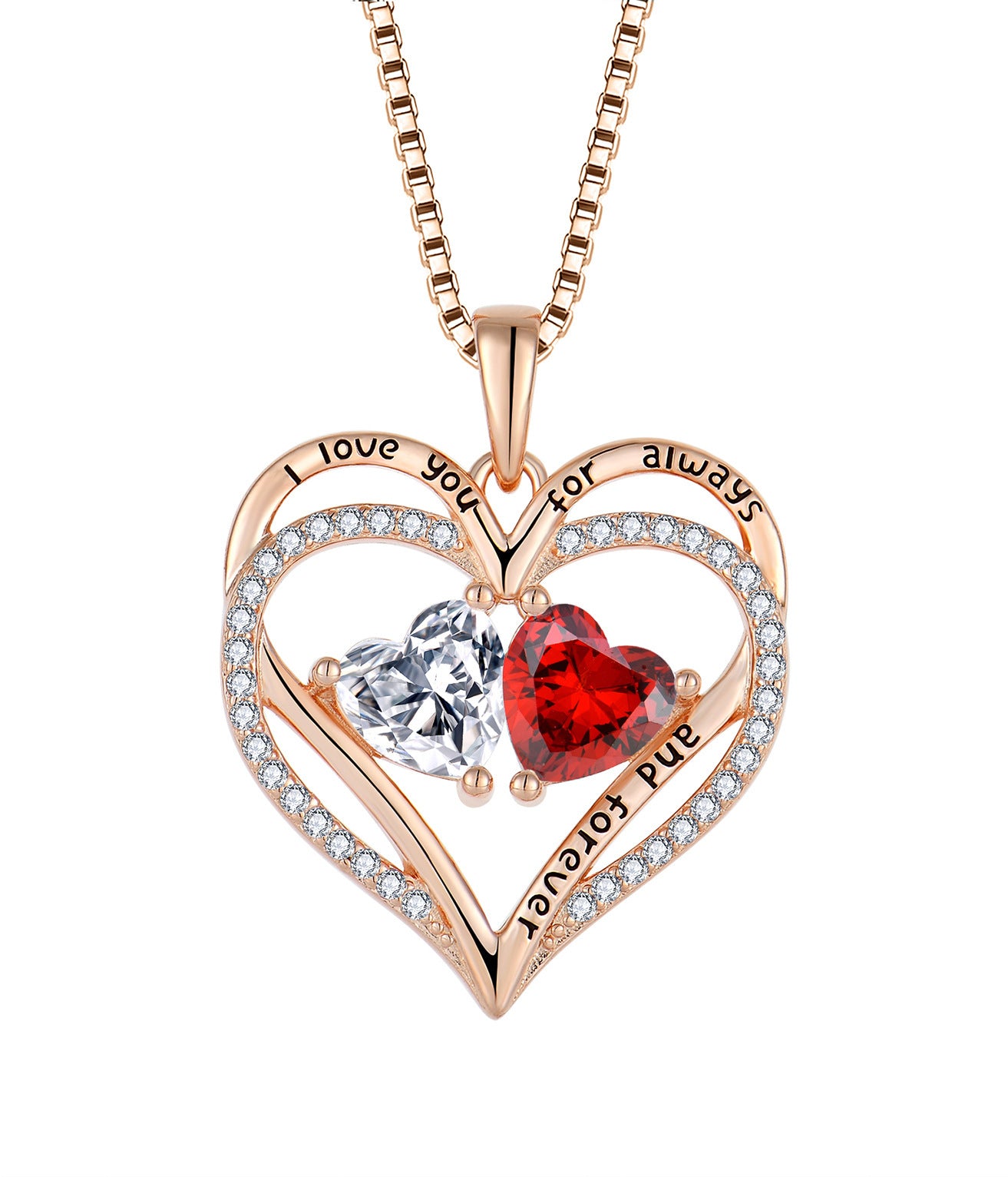 S925 Silver Double Love Necklace With Rhinestones Fashion Personality Heart-shaped Necklace Valentine's Day Gift - FASHIONKULTUR