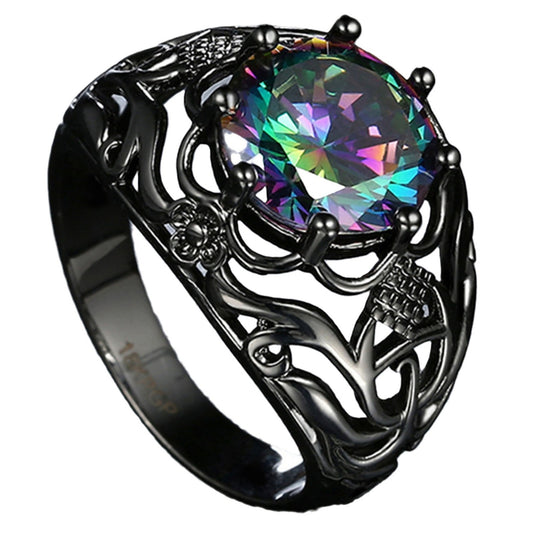 Creative New Fashion Color Zircon Hollow Ring - FASHIONKULTUR