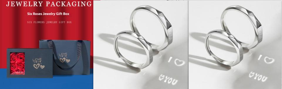 S925 Sterling Silver Rings By Light Reflect Show Surprise Love Pattern Surface Hidden New Jewelry Romantic Party Gift Wedding Engagement - FASHIONKULTUR